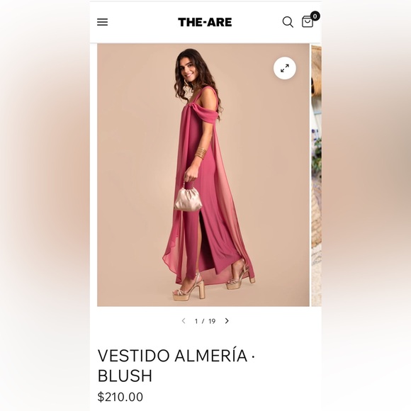 Blush Off-Shoulder Maxi Dress VESTIDO ALMERÍA by The Are - Picture 1 of 6